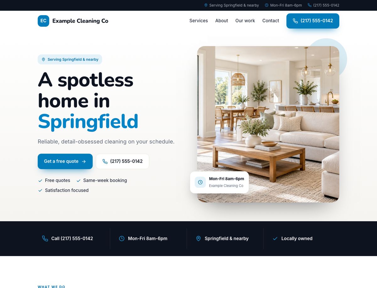 Example Cleaning website