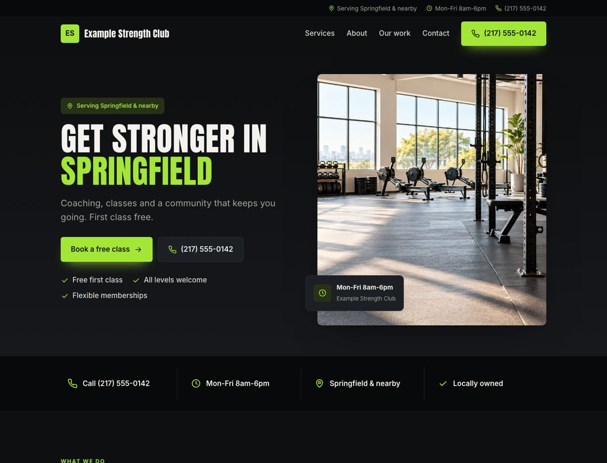Example Fitness website