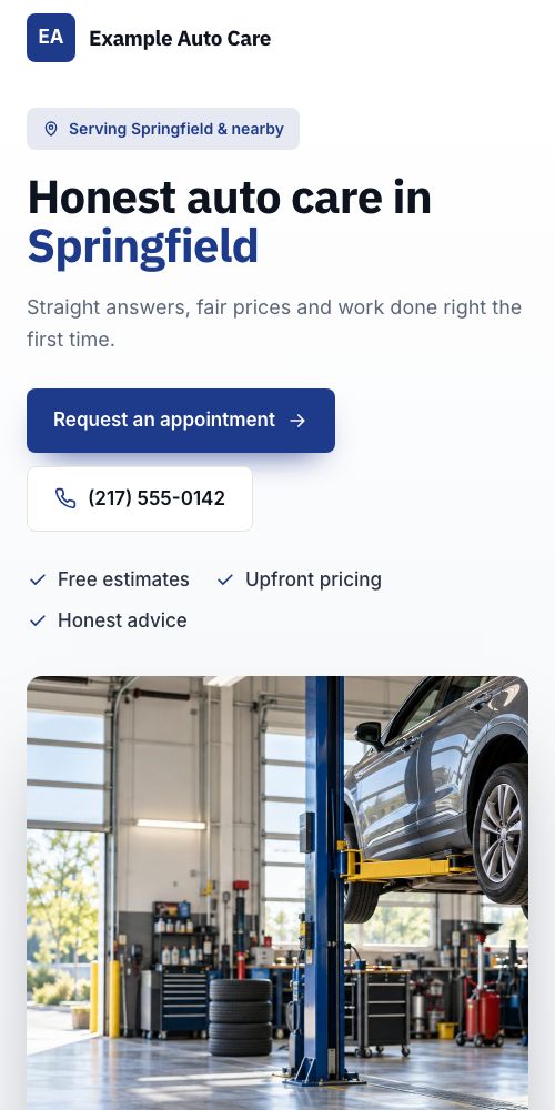 The same site on a phone