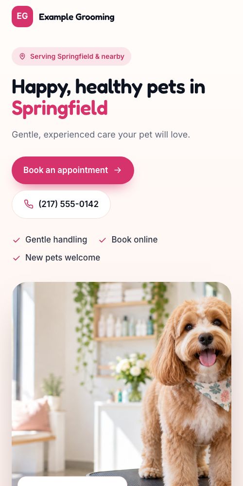 The same site on a phone