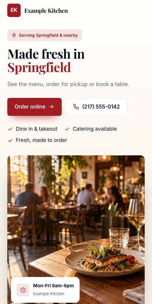 The same site on a phone